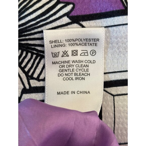 Olivia Rubin London Blouse Size 10 Purple Black Floral Print S/S Lined Satiny EU - Picture 8 of 8